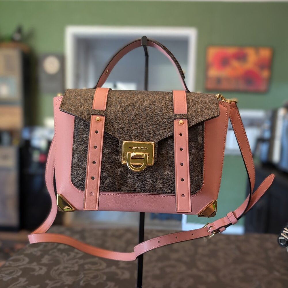 Michael Kors Manhattan Medium Leather and Logo Satchel NWT SOLD OUT